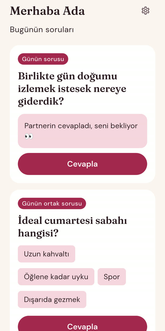 Çifte Soru: bugünün soruları ekranı