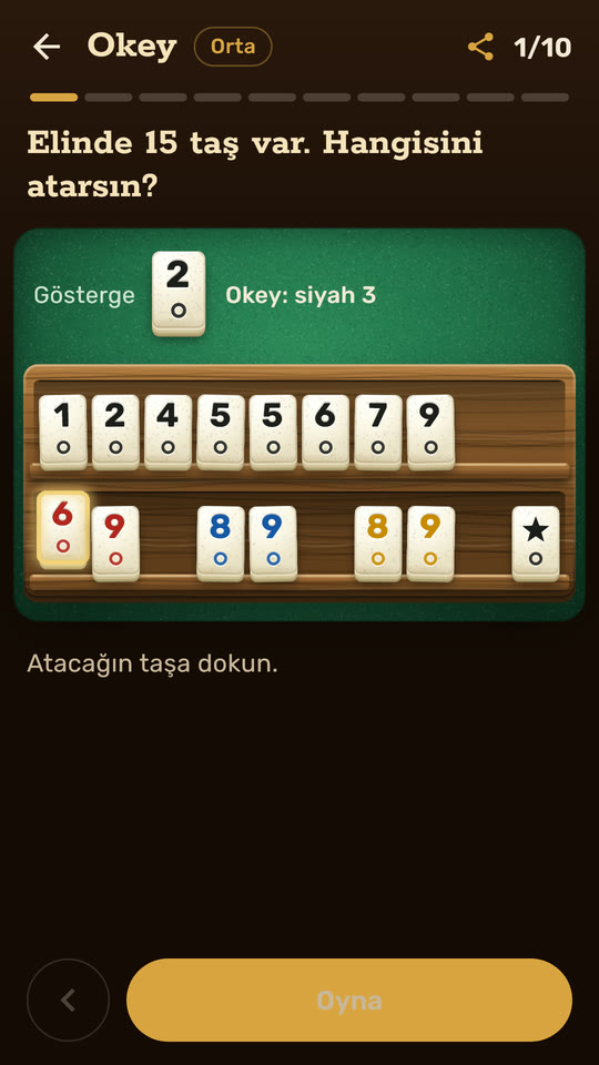 Taş Kağıt Zar: okey sorusu ekranı